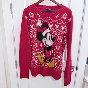 Disney Women's Festive Red Mickey Mouse Sweater